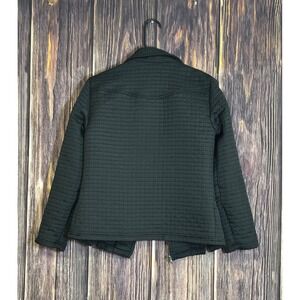 Highlights Quilted Jacket Womens Medium Black Button Front Career Coat Classic